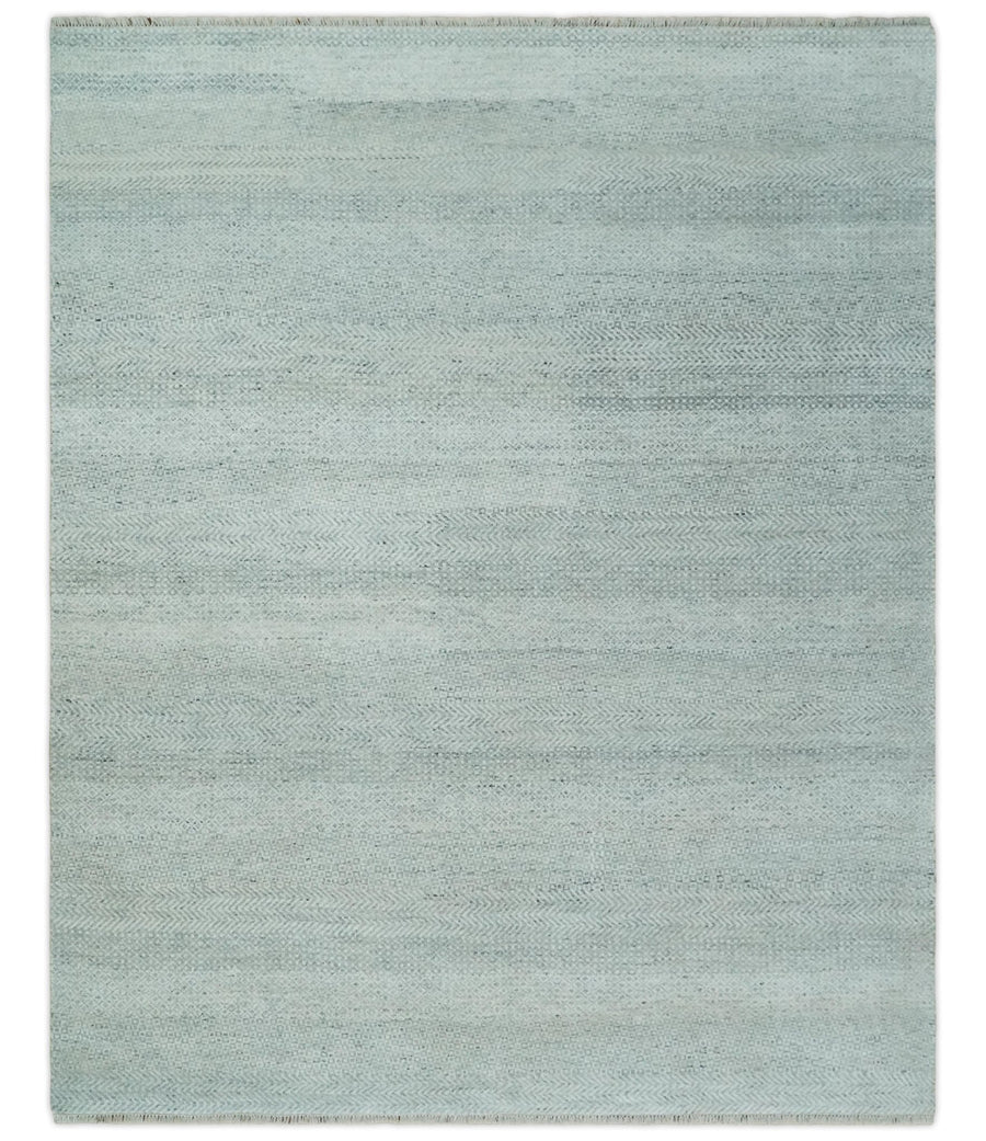 Hand Knotted Modern Geometric Trellis Scandinavian Silver and Gray Wool Area Rug 8x10 | TRDCP930810 - The Rug Decor
