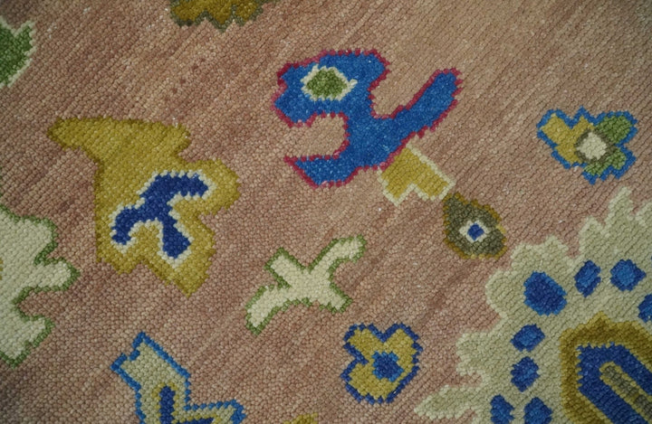 Hand Knotted Multi Size Antique Style Peach and Beige Traditional colorful Oushak Wool Rug - The Rug Decor
