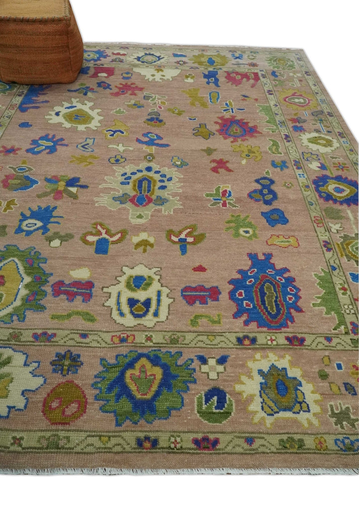 Hand Knotted Multi Size Antique Style Peach and Beige Traditional colorful Oushak Wool Rug - The Rug Decor