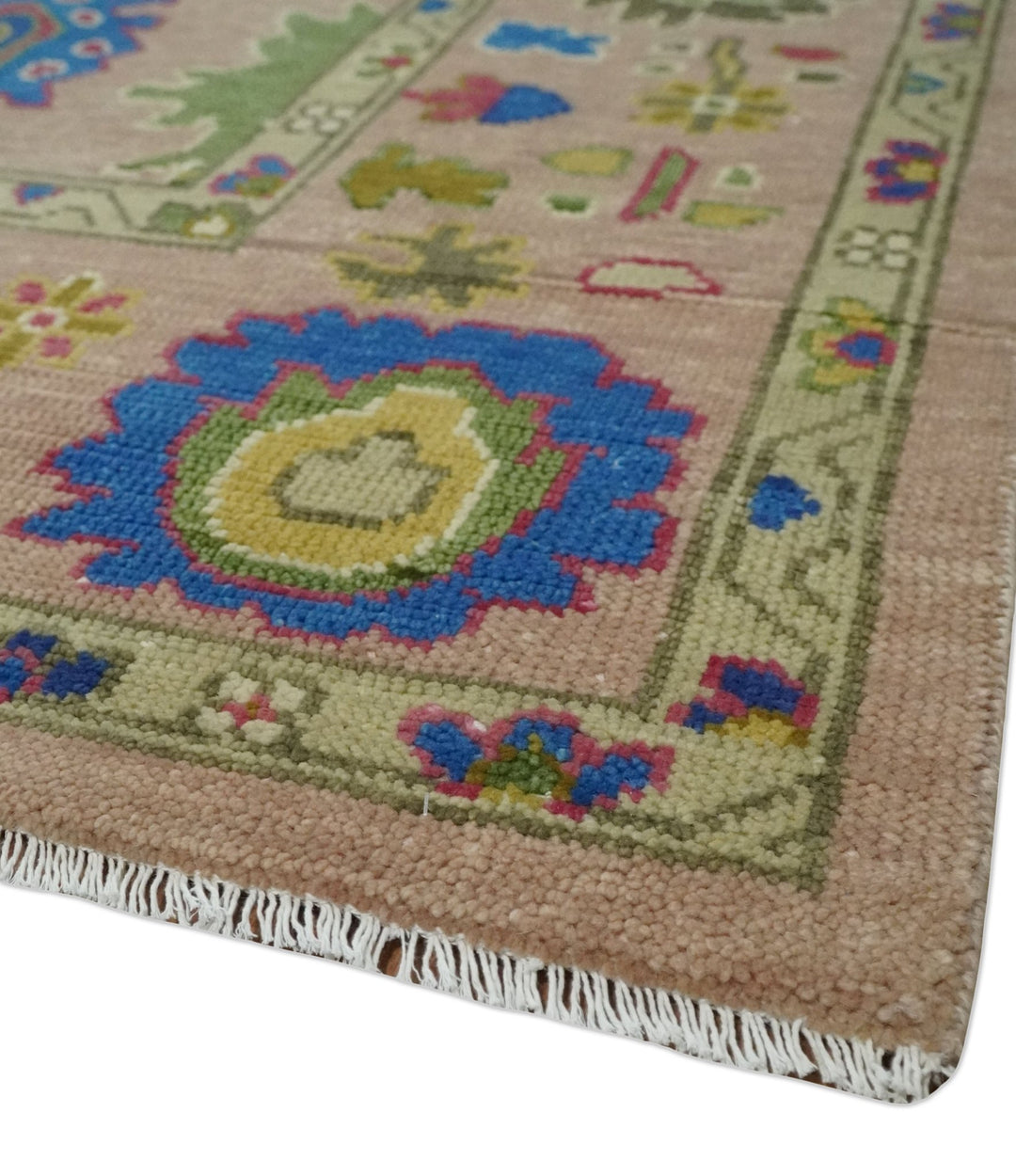 Hand Knotted Multi Size Antique Style Peach and Beige Traditional colorful Oushak Wool Rug - The Rug Decor