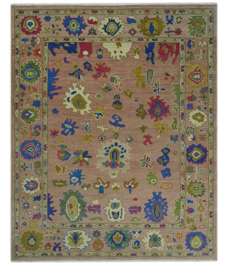 Hand Knotted Multi Size Antique Style Peach and Beige Traditional colorful Oushak Wool Rug - The Rug Decor