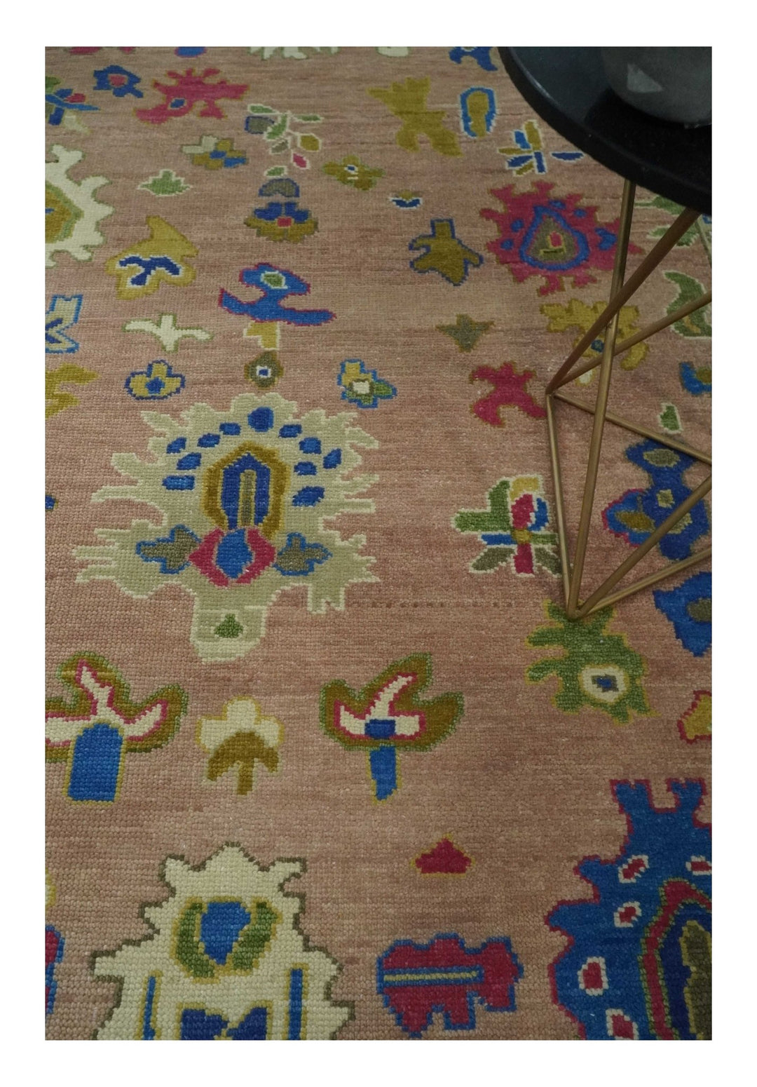 Hand Knotted Multi Size Antique Style Peach and Beige Traditional colorful Oushak Wool Rug - The Rug Decor