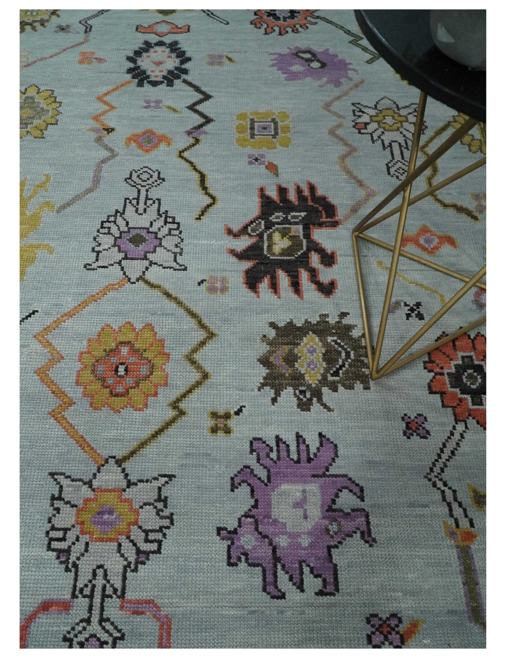 Hand Knotted Multi Size Aqua Traditional Vintage Style colorful Oushak Wool Rug - The Rug Decor