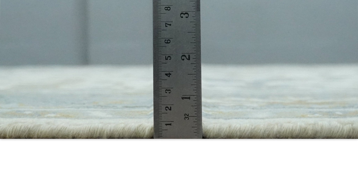 Hand Knotted Oriental Oushak Ivory, Charcoal and Beige Wool Area Rug - The Rug Decor