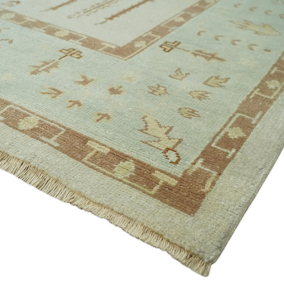 Hand Knotted Oushak 8x10 Beige and Brown Traditional Persian Wool Area Rug | AC32810 - The Rug Decor