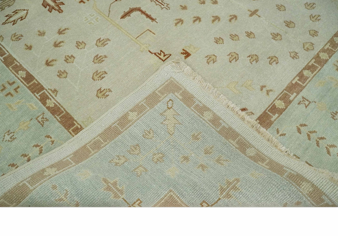 Hand Knotted Oushak 8x10 Beige and Brown Traditional Persian Wool Area Rug | AC32810 - The Rug Decor