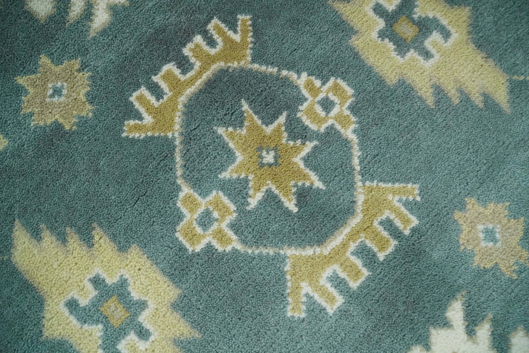 Hand Knotted Persian Oushak 10x14 Blue and Ivory Large Wool Area Rug | TRDCP2091014 - The Rug Decor