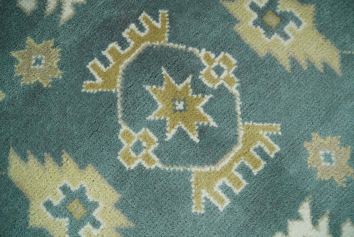 Hand Knotted Persian Oushak 10x14 Blue and Ivory Large Wool Area Rug | TRDCP2091014 - The Rug Decor