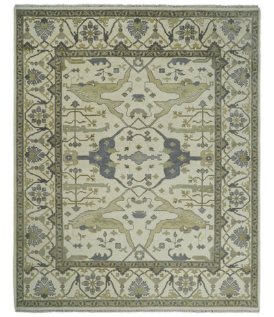 Hand Knotted Persian Oushak 8x10 Beige Large Wool Area Rug | TRDCP221810 - The Rug Decor