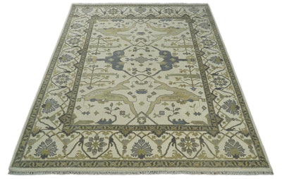Hand Knotted Persian Oushak 8x10 Beige Large Wool Area Rug | TRDCP221810 - The Rug Decor