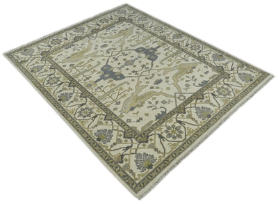 Hand Knotted Persian Oushak 8x10 Beige Large Wool Area Rug | TRDCP221810 - The Rug Decor