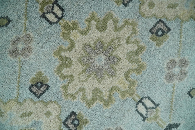 Hand Knotted Persian Oushak 8x10 Blue and Beige Antique Large Wool Area Rug | TRDCP236810 - The Rug Decor