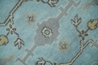 Hand Knotted Persian Oushak 8x10 Blue and Beige Large Wool Area Rug | TRDCP215810 - The Rug Decor