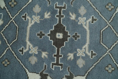 Hand Knotted Persian Oushak 8x10 Blue and Beige Large Wool Area Rug | TRDCP225810 - The Rug Decor