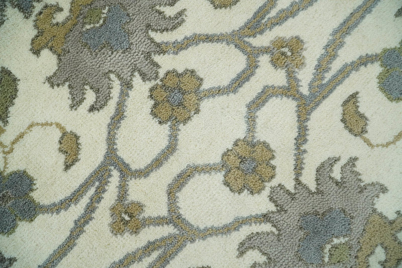 Hand Knotted Persian Oushak 8x10 Ivory and Gray Large Wool Area Rug | TRDCP232810 - The Rug Decor