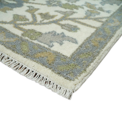 Hand Knotted Persian Oushak 8x10 Ivory and Gray Large Wool Area Rug | TRDCP232810 - The Rug Decor