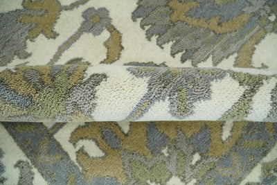 Hand Knotted Persian Oushak 8x10 Ivory and Gray Large Wool Area Rug | TRDCP232810 - The Rug Decor