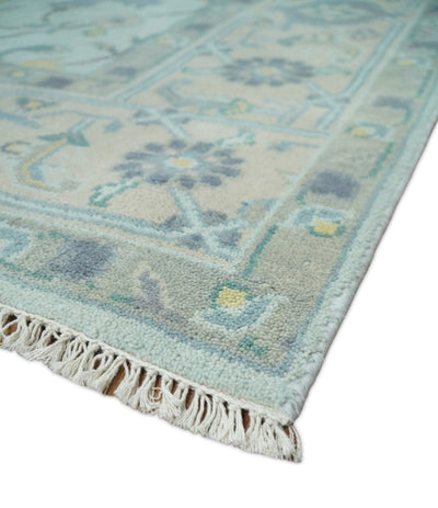 Hand Knotted Persian Oushak 8x10 Silver and Beige Large Wool Area Rug | TRDCP230810 - The Rug Decor