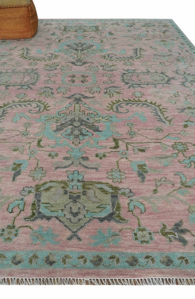 Hand Knotted Pink and Aqua Oriental Oushak Multi Size Traditional Wool Area Rug, Living Room and Bedroom Rug - The Rug Decor