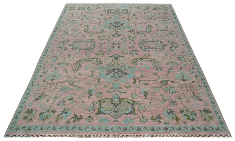 Hand Knotted Pink and Aqua Oriental Oushak Multi Size Traditional Wool Area Rug, Living Room and Bedroom Rug - The Rug Decor