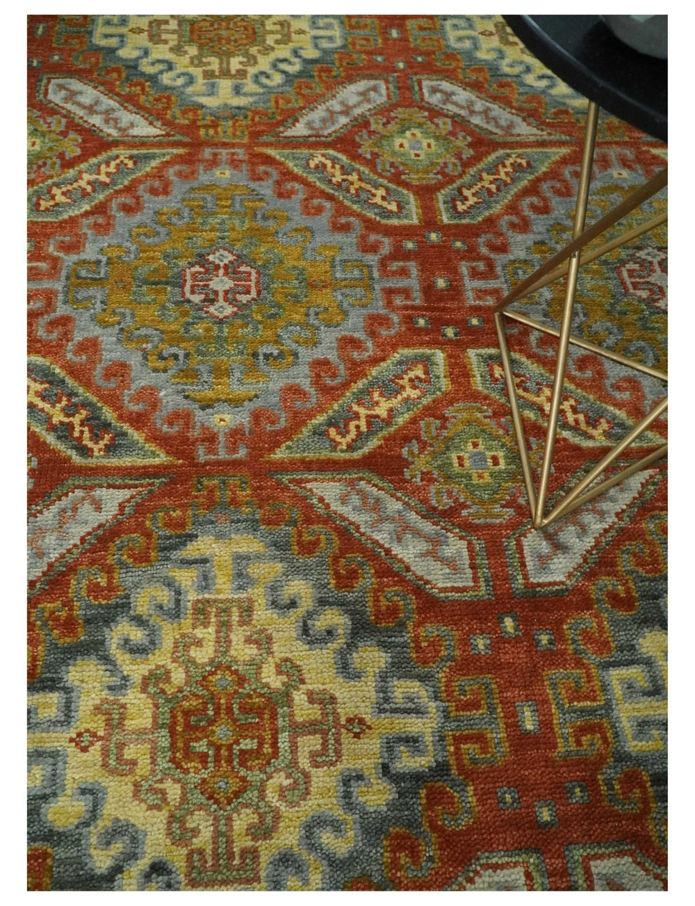 Hand Knotted Rust and Beige Oriental Traditional 9x12 Wool Area Rug, Living Room and Bedroom Rug - The Rug Decor