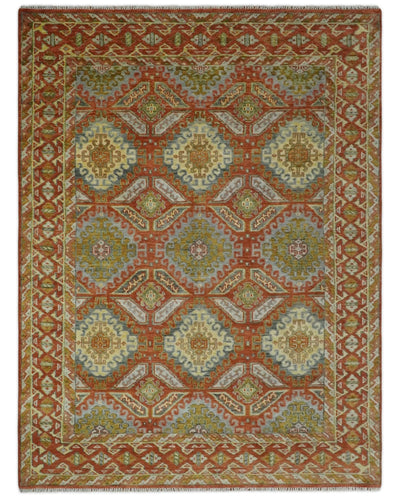 Hand Knotted Rust and Beige Oriental Traditional Multi Size Wool Area Rug, Living Room and Bedroom Rug - The Rug Decor