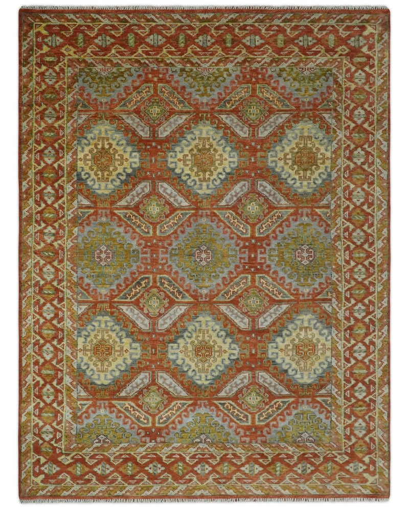 Hand Knotted Rust and Beige Oriental Traditional Multi Size Wool Area Rug, Living Room and Bedroom Rug - The Rug Decor