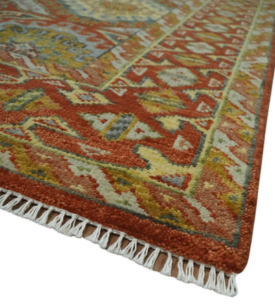 Hand Knotted Rust and Beige Oriental Traditional Multi Size Wool Area Rug, Living Room and Bedroom Rug - The Rug Decor