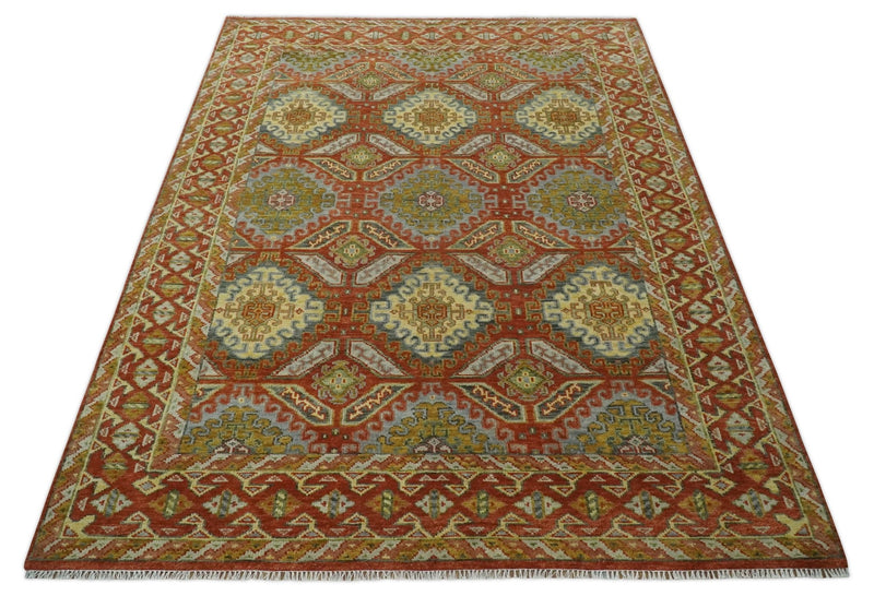 Hand Knotted Rust and Beige Oriental Traditional Multi Size Wool Area Rug, Living Room and Bedroom Rug - The Rug Decor