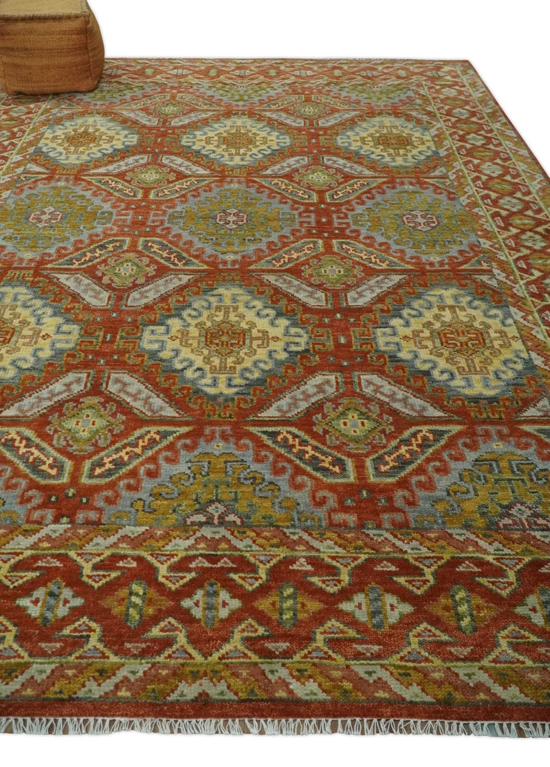 Hand Knotted Rust and Beige Oriental Traditional Multi Size Wool Area Rug, Living Room and Bedroom Rug - The Rug Decor