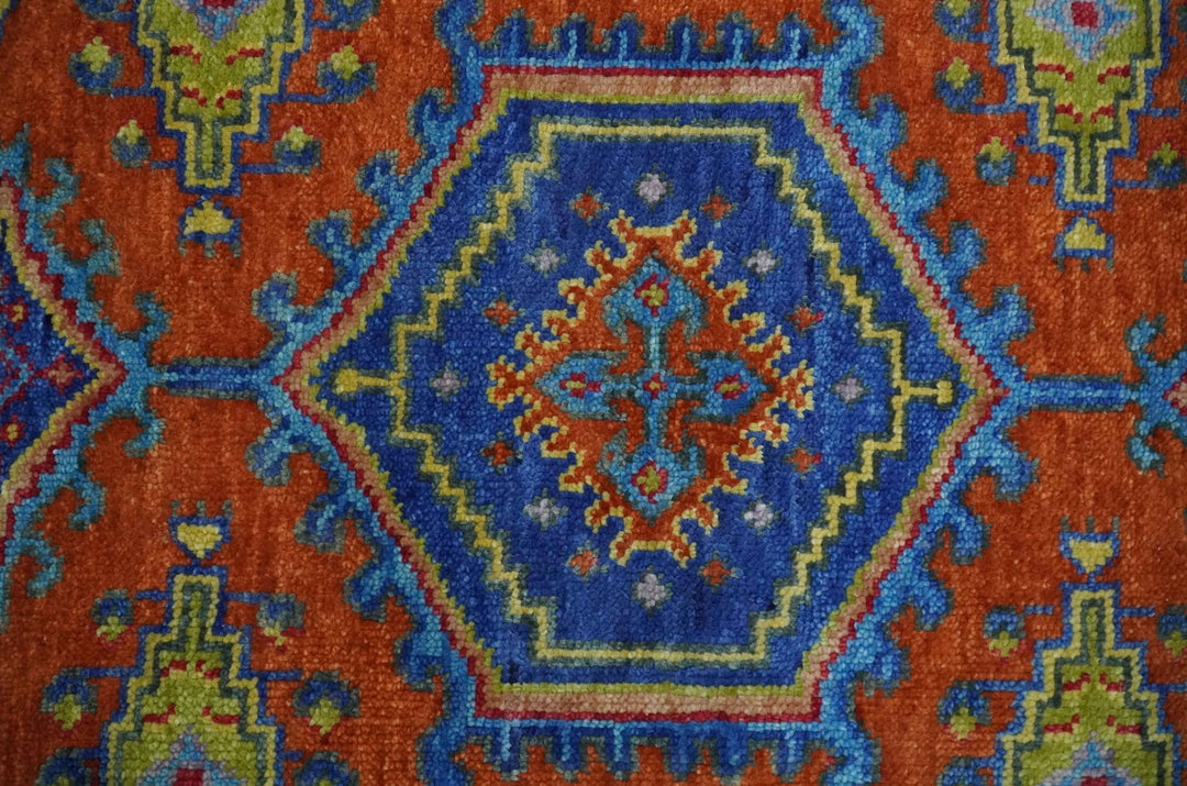 Hand Knotted Rust, Blue and Olive Traditional 3x6 Antique Wool Area Rug - The Rug Decor