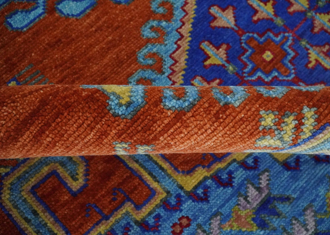 Rust And Olive Rug Hand Knotted Rust, Blue and Olive Traditional 9x12 Antique Wool Rug ...