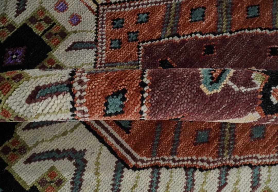 Hand Knotted Rust, Ivory and Black Traditional Heriz Wool Area Rug - The Rug Decor