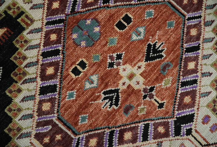 Hand Knotted Rust, Ivory and Black Traditional Heriz Wool Area Rug - The Rug Decor