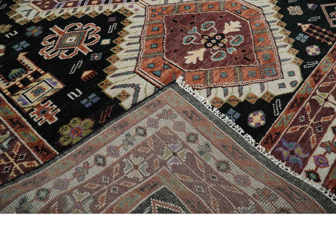 Hand Knotted Rust, Ivory and Black Traditional Heriz Wool Area Rug - The Rug Decor