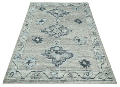 Hand Knotted Silver and Charcoal Traditional with Blended Wool 6x9, 8x10 and 9x12 | UL25 - The Rug Decor