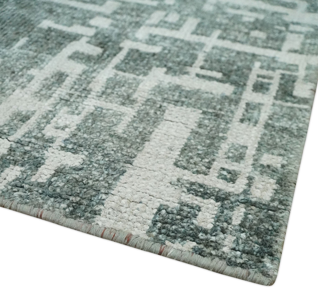 Hand Knotted Silver and Gray 5x8 Modern Abstract Contemporary Recycled Silk Area Rug - The Rug Decor