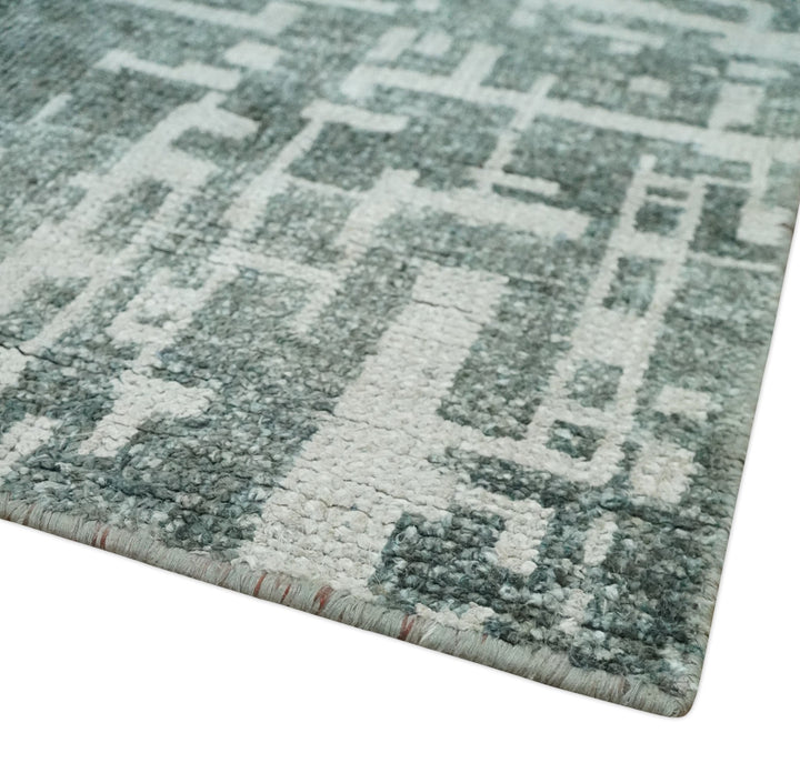 Hand Knotted Silver and Gray 5x8 Modern Abstract Contemporary Recycled Silk Area Rug - The Rug Decor