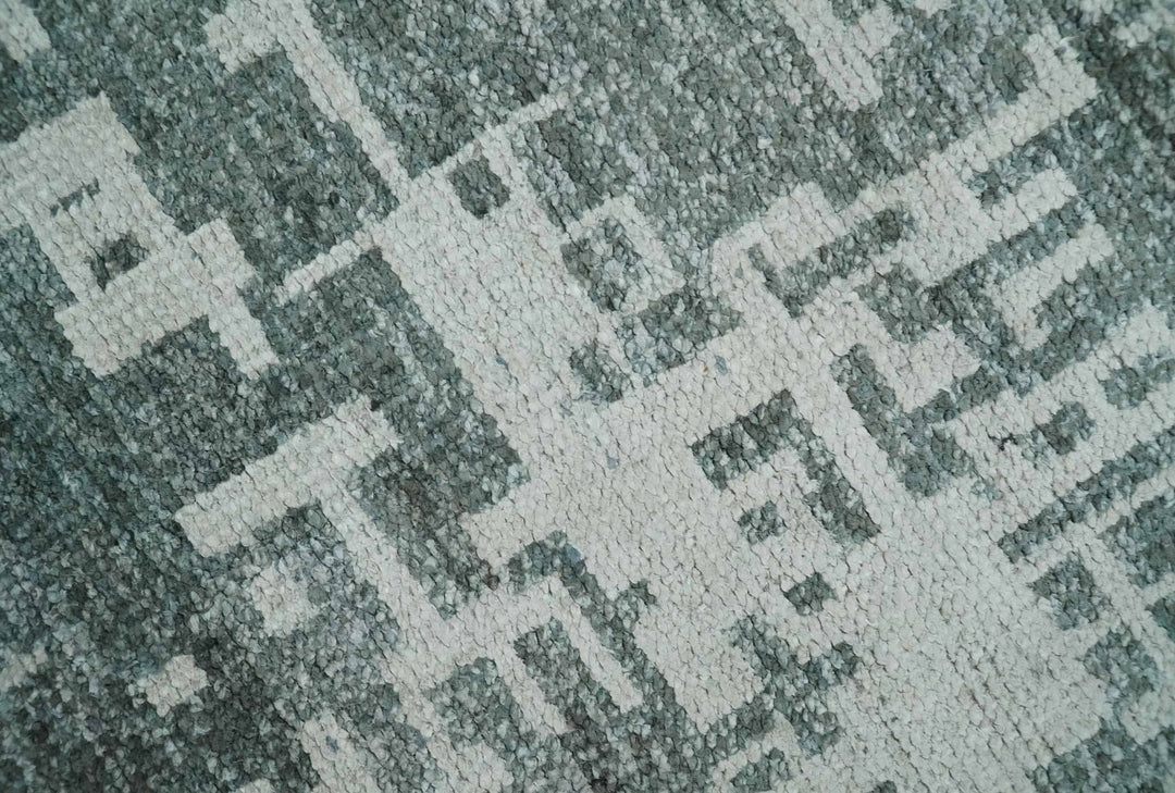 Hand Knotted Silver and Gray 5x8 Modern Abstract Contemporary Recycled Silk Area Rug - The Rug Decor