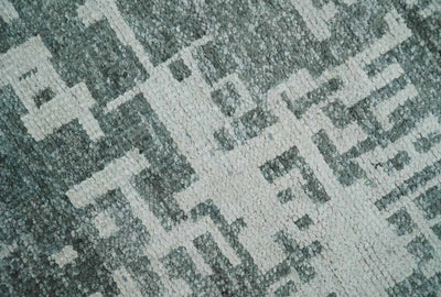 Hand Knotted Silver and Gray 5x8 Modern Abstract Contemporary Recycled Silk Area Rug - The Rug Decor