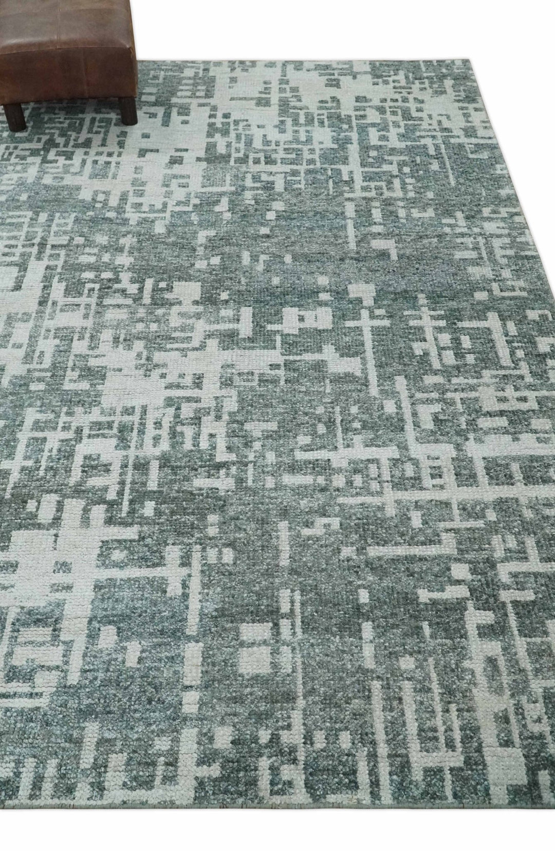 Hand Knotted Silver and Gray 5x8 Modern Abstract Contemporary Recycled Silk Area Rug - The Rug Decor