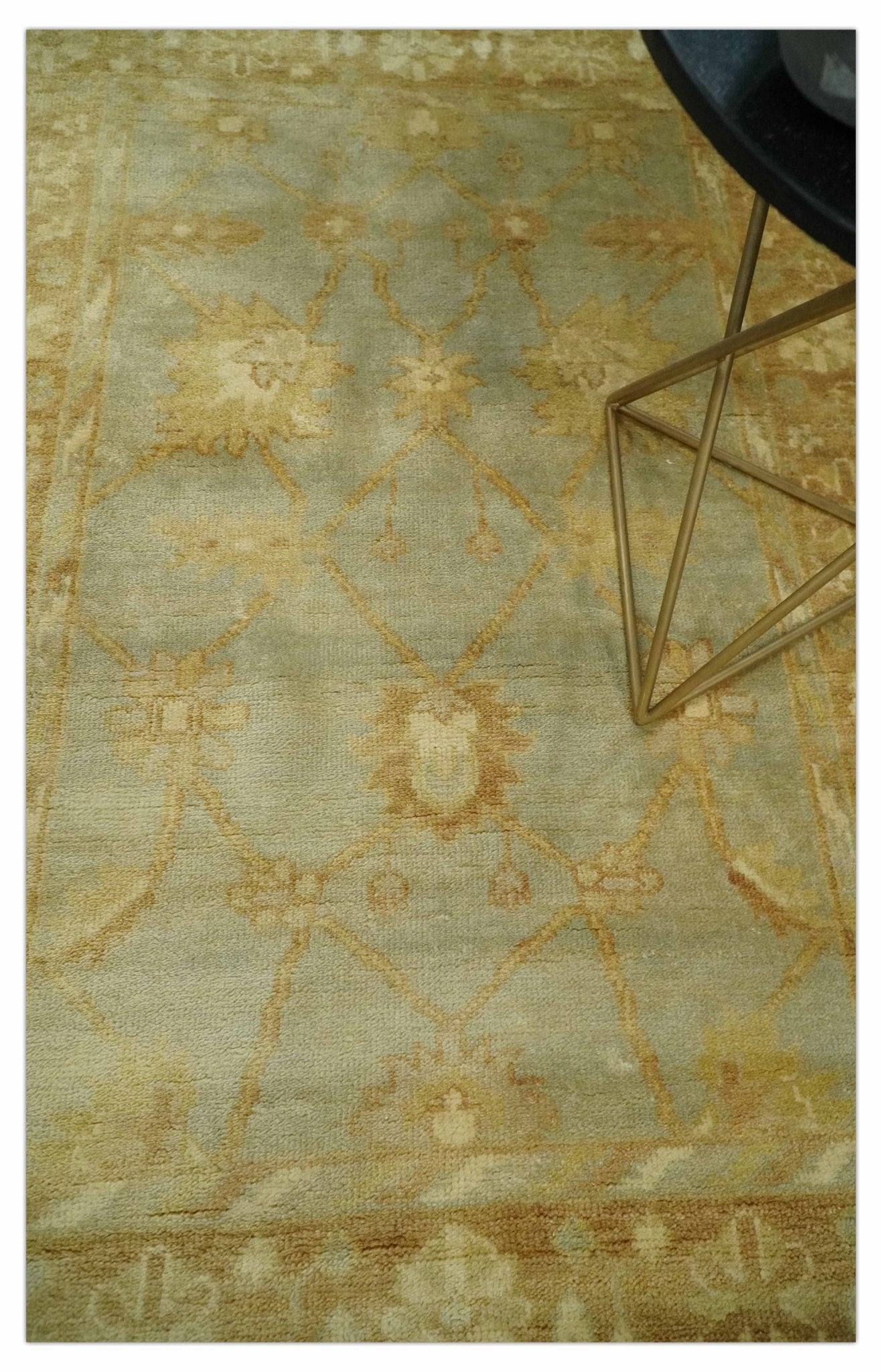 Hand Knotted Silver, Rust and Beige Modern Traditional Oushak Wool Area Rug | N33746 - The Rug Decor