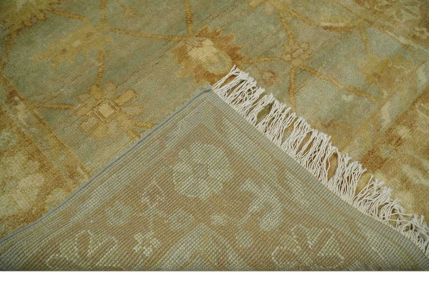 Hand Knotted Silver, Rust and Beige Modern Traditional Oushak Wool Area Rug | N33746 - The Rug Decor