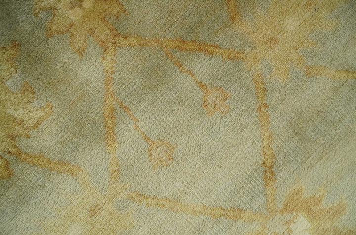 Hand Knotted Silver, Rust and Beige Modern Traditional Oushak Wool Area Rug | N33746 - The Rug Decor