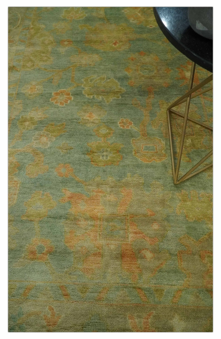 Hand Knotted Teal, Beige and Rust Vintage Style Traditional Wool Area Rug - The Rug Decor
