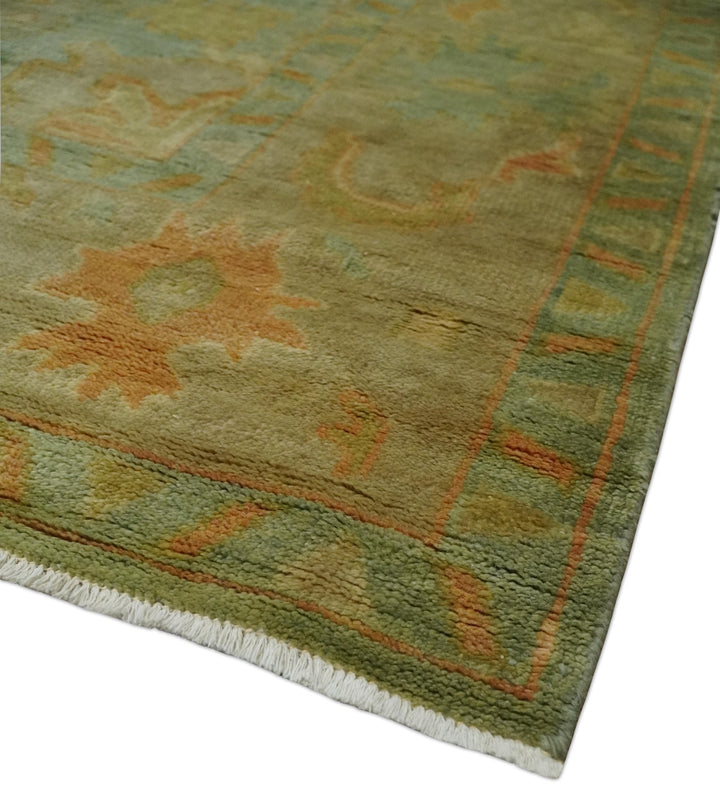 Hand Knotted Teal, Beige and Rust Vintage Style Traditional Wool Area Rug - The Rug Decor