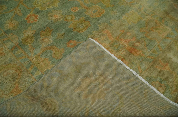 Hand Knotted Teal, Beige and Rust Vintage Style Traditional Wool Area Rug - The Rug Decor