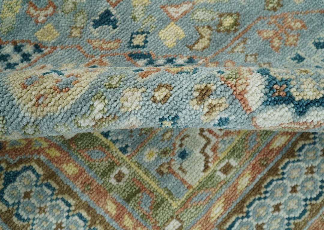 Hand Knotted traditional Kazak 8x10 Blue and Rust Traditional Armenian Rug | TRDCP134810 - The Rug Decor