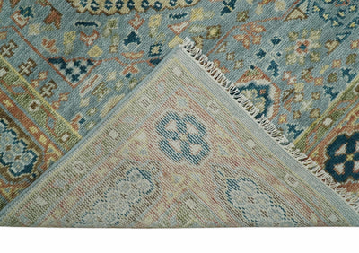 Hand Knotted traditional Kazak 8x10 Blue and Rust Traditional Armenian Rug | TRDCP134810 - The Rug Decor