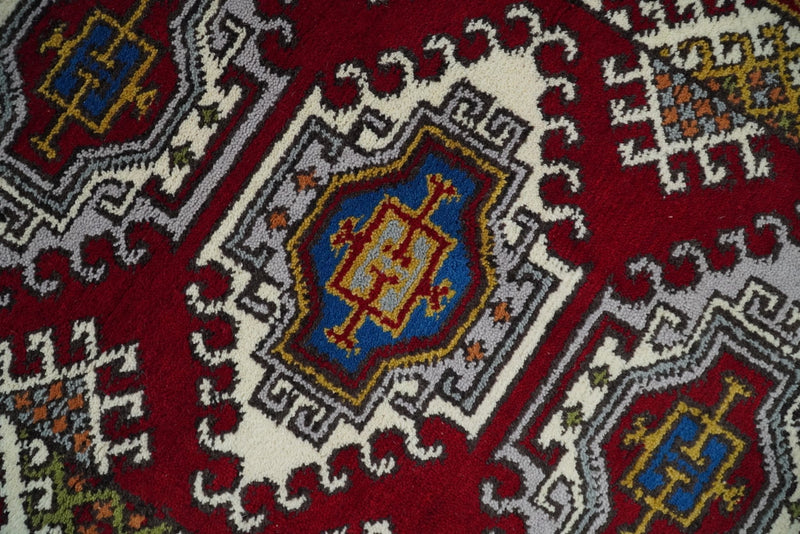 Hand Knotted traditional Kazak Red and Ivory Antique Traditional Tribal Armenian Rug | KZA3 - The Rug Decor